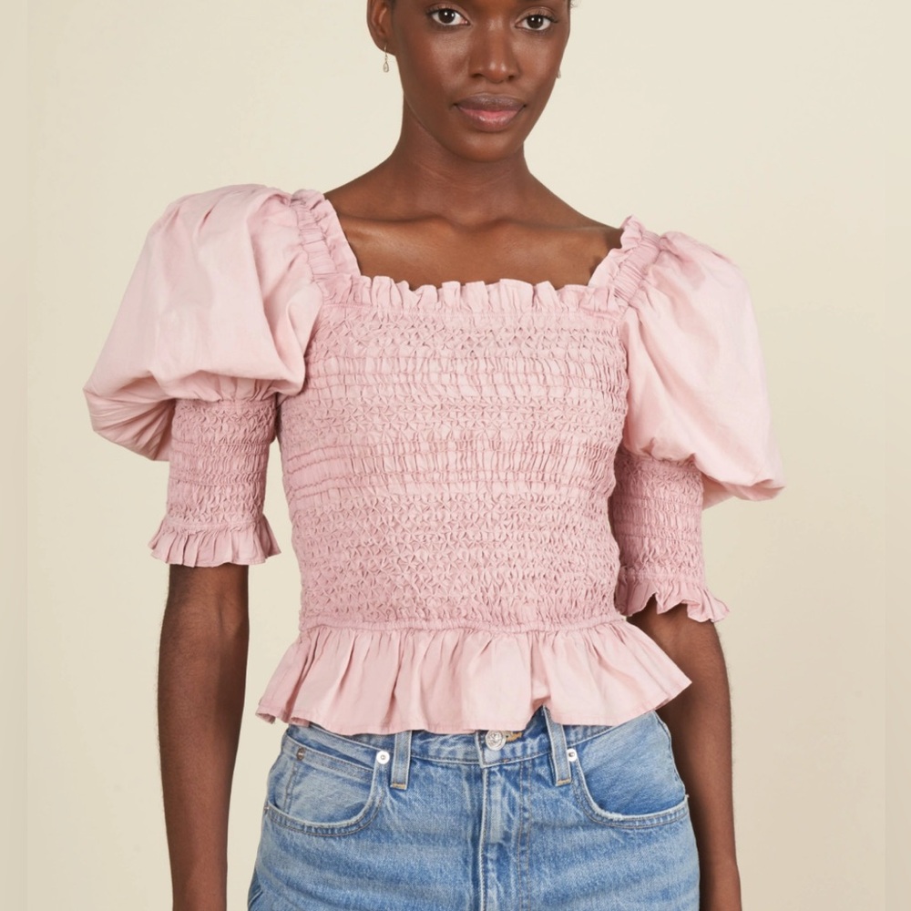 Sea New York Blossom Simona Puffed Sleeve Ruched Blouse Size S